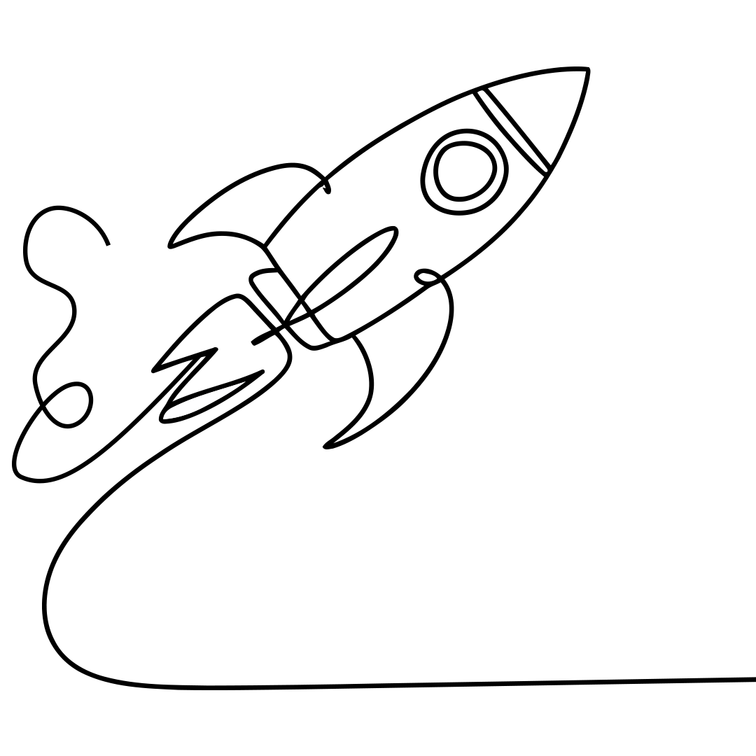 One Line Zeichnung Rakete